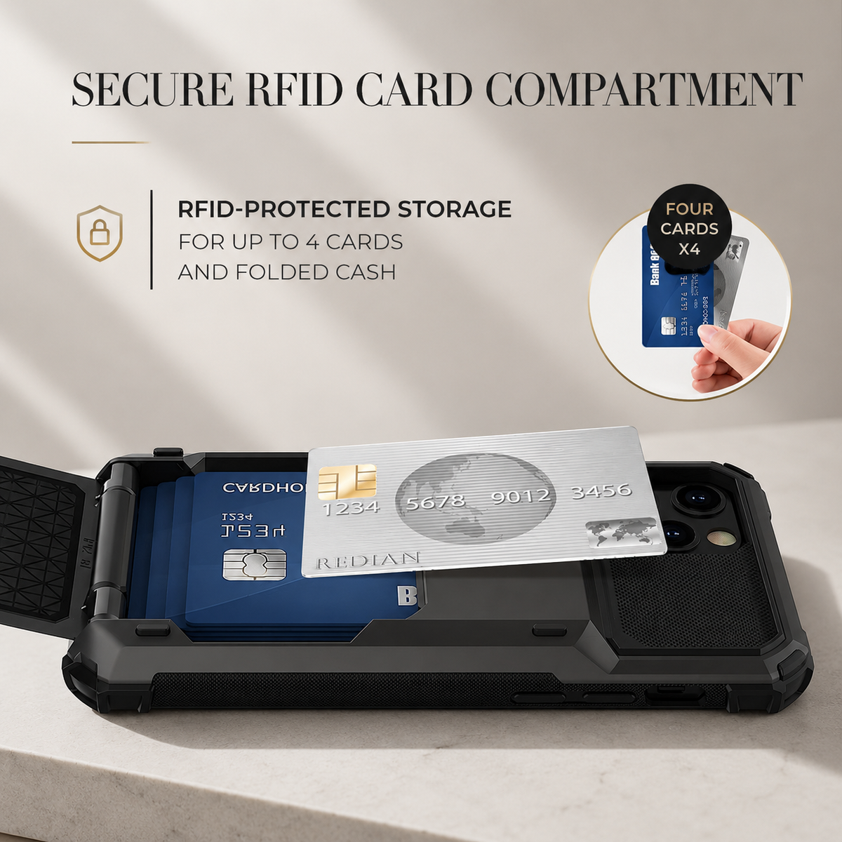 Premium iPhone Case Wallet MagSafe Compatible Magnetic Shockproof Protective Cover 4 Card Holder Camera Lens Protection Slim Design
