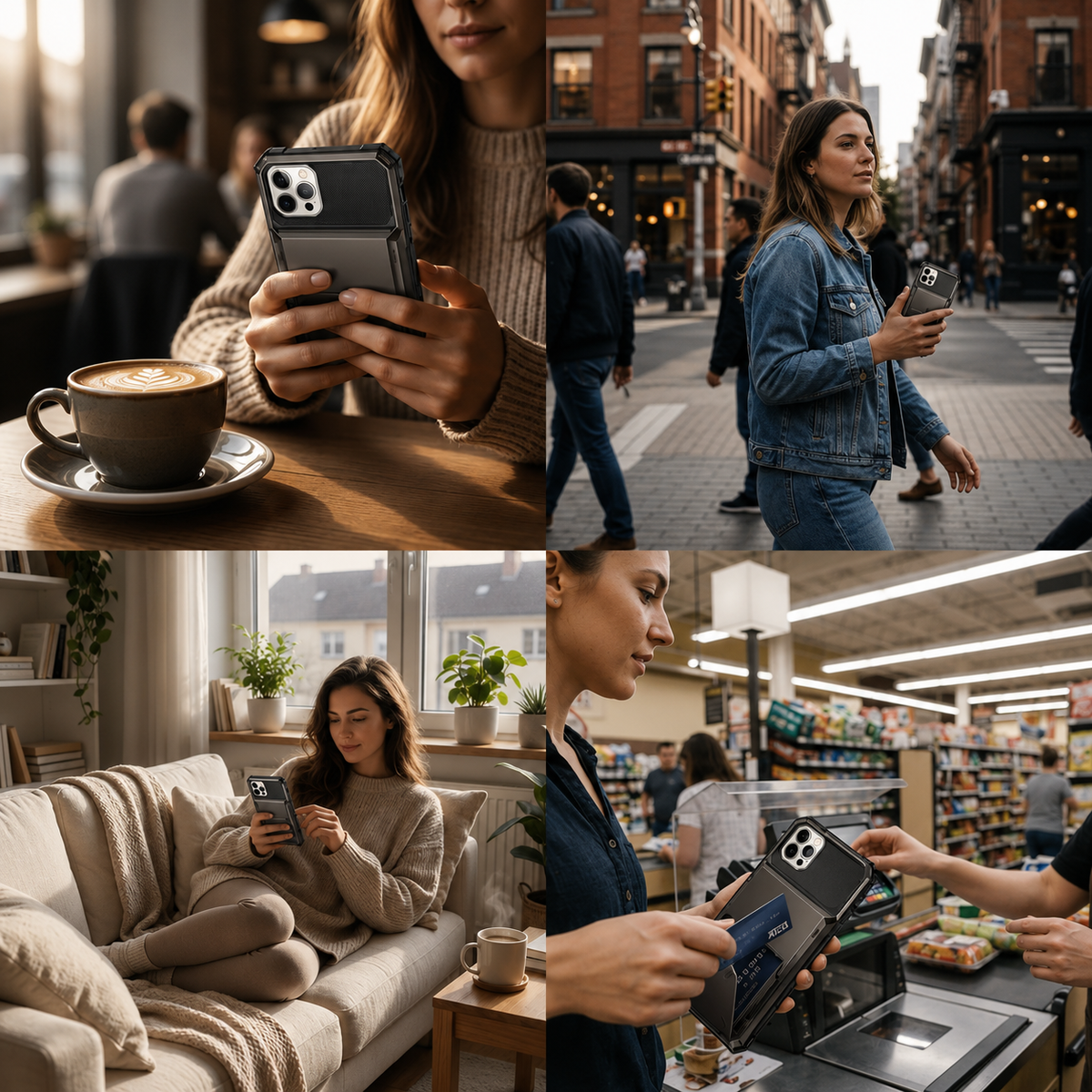 Premium iPhone Case Wallet MagSafe Compatible Magnetic Shockproof Protective Cover 4 Card Holder Camera Lens Protection Slim Design