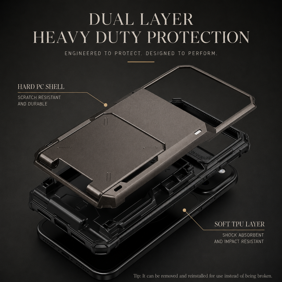 Premium iPhone Case Wallet MagSafe Compatible Slide Card Holder Armor Cover Shockproof Protection