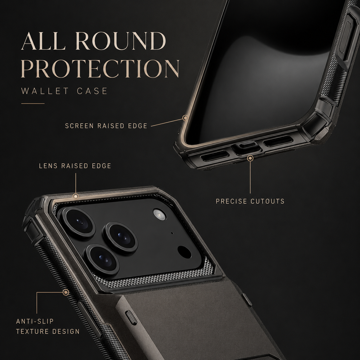 Premium iPhone Case Wallet MagSafe Compatible Slide Card Holder Armor Cover Shockproof Protection
