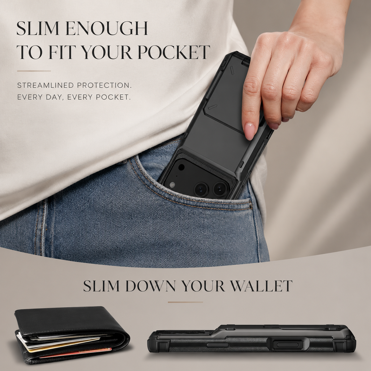 Premium iPhone Case Wallet MagSafe Compatible Slide Card Holder Armor Cover Shockproof Protection