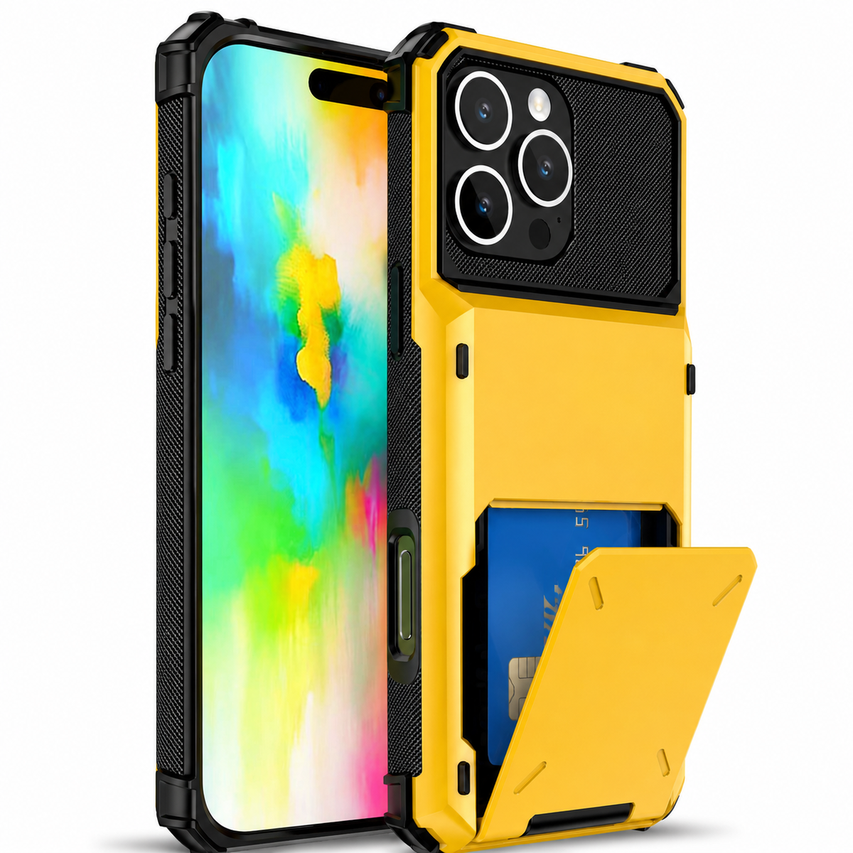 Premium iPhone Case Wallet MagSafe Compatible Slide Card Holder Armor Cover Shockproof Protection