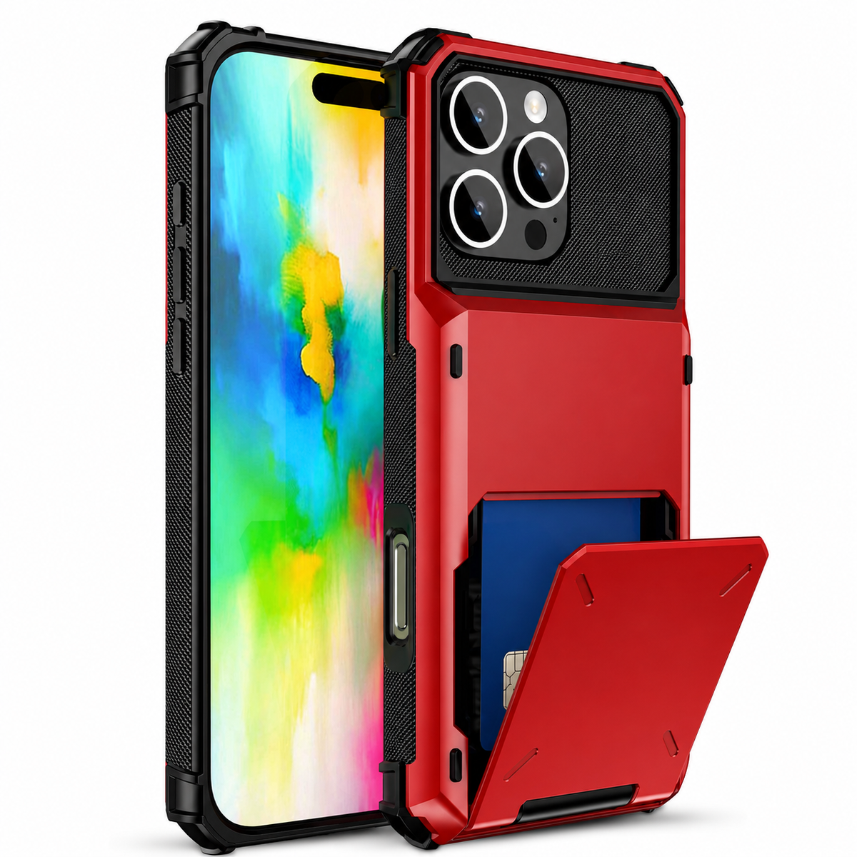 Premium iPhone Case Wallet MagSafe Compatible Slide Card Holder Armor Cover Shockproof Protection