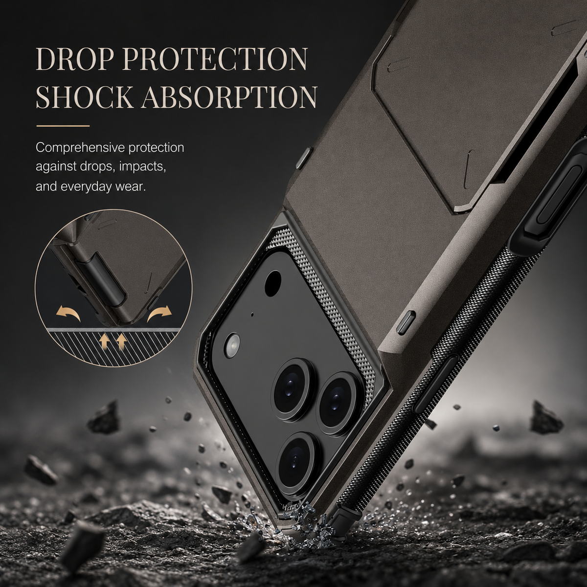 Premium iPhone Case Wallet MagSafe Compatible Slide Card Holder Armor Cover Shockproof Protection