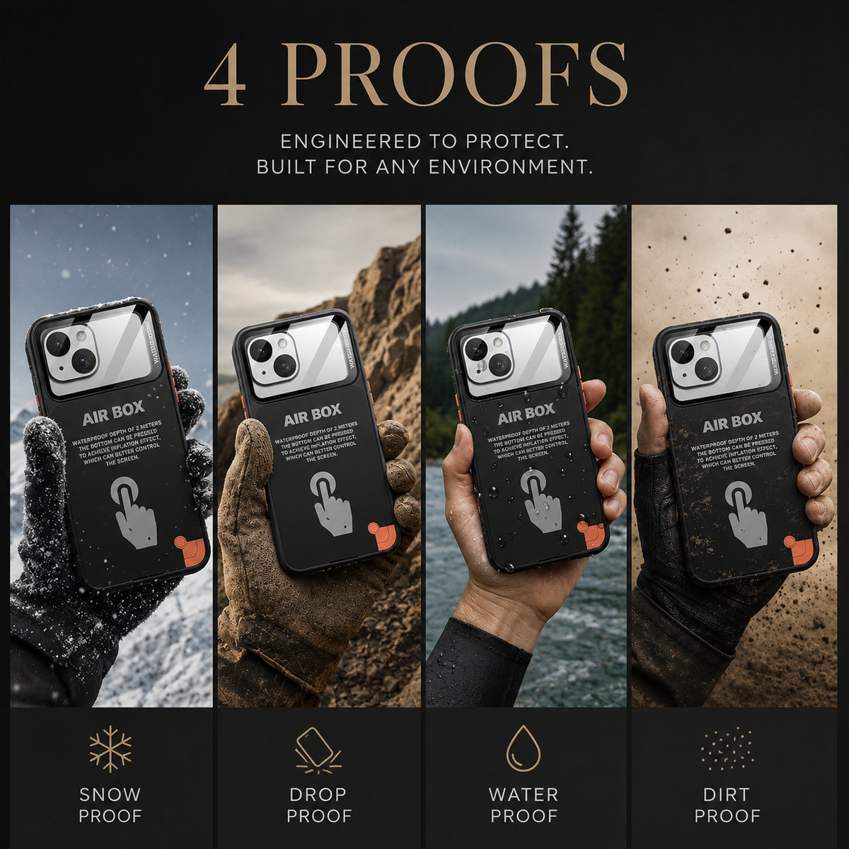 Premium iPhone Case Waterproof Shockproof Protective Cover IP68 Full Body Sealed Dustproof Outdoor Protection Case