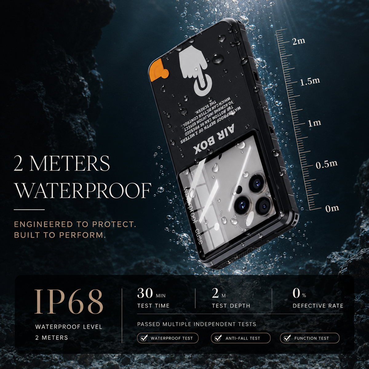 Premium iPhone Case Waterproof Shockproof Protective Cover IP68 Full Body Sealed Dustproof Outdoor Protection Case