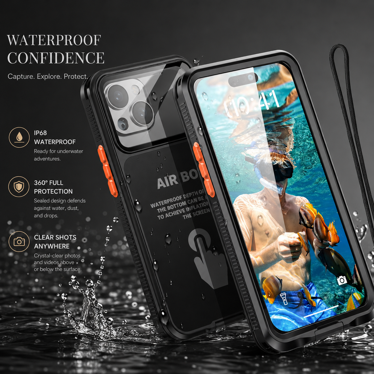 Premium iPhone Case Waterproof Shockproof Protective Cover IP68 Full Body Sealed Dustproof Outdoor Protection Case