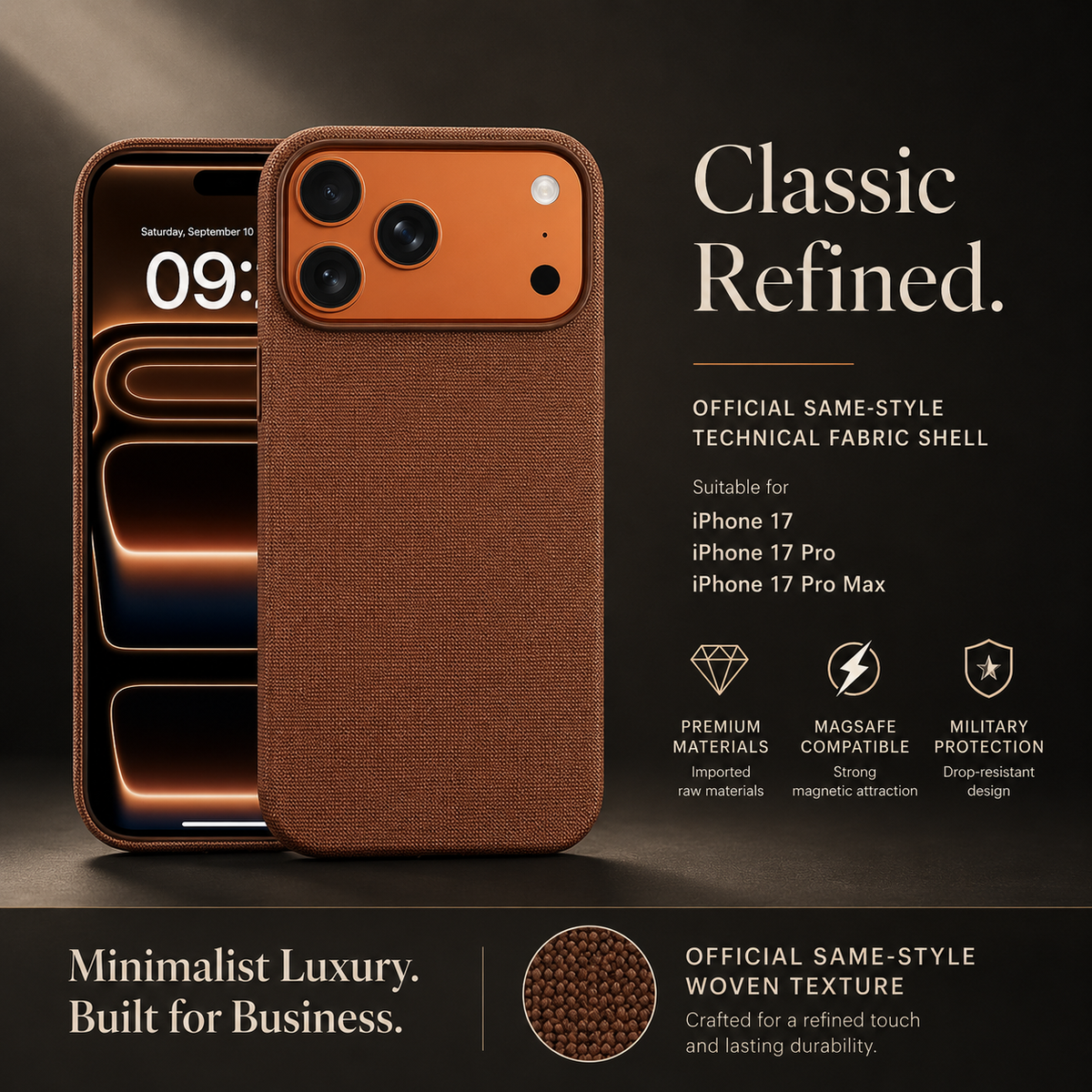 Premium iPhone Case Woven MagSafe Strong Magnetic Cover with Wireless Charging Anti Fingerprint Non Slip Waterproof Fabric Design
