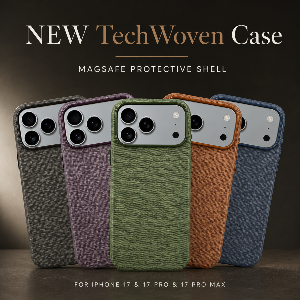 Premium iPhone Case Woven MagSafe Strong Magnetic Cover with Wireless Charging Anti Fingerprint Non Slip Waterproof Fabric Design