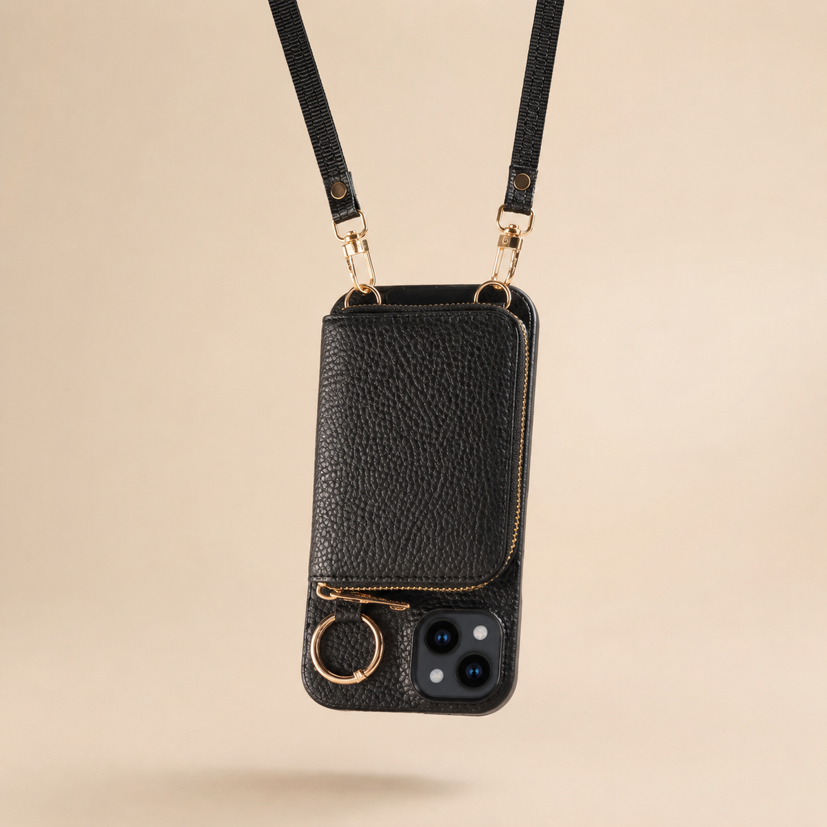 Premium iPhone Case Zipper Wallet Crossbody Cover PU Leather Card Holder Lanyard Full Protection