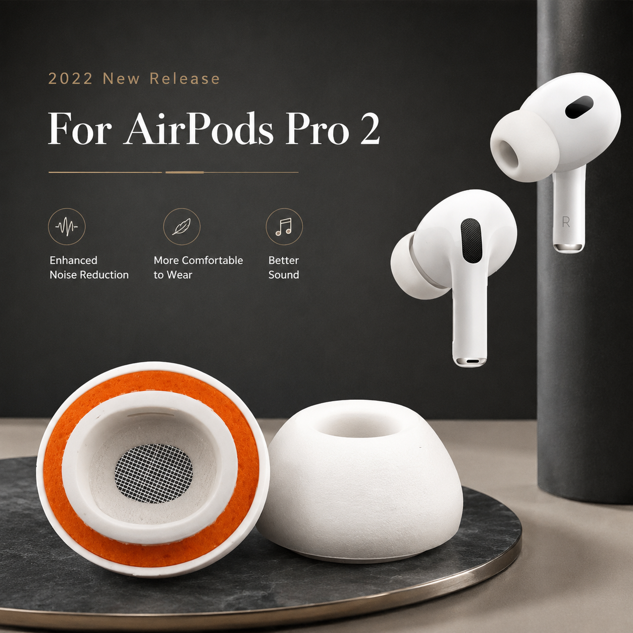 Premium AirPods Ear Tips Memory Foam Silicone Replacement Noise Isolation Secure Fit Multiple Size Earbud Accessories