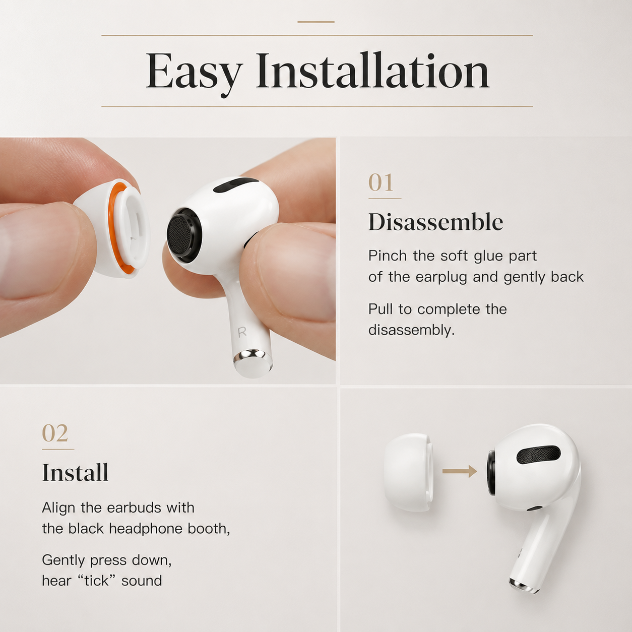 Premium AirPods Ear Tips Memory Foam Silicone Replacement Noise Isolation Secure Fit Multiple Size Earbud Accessories