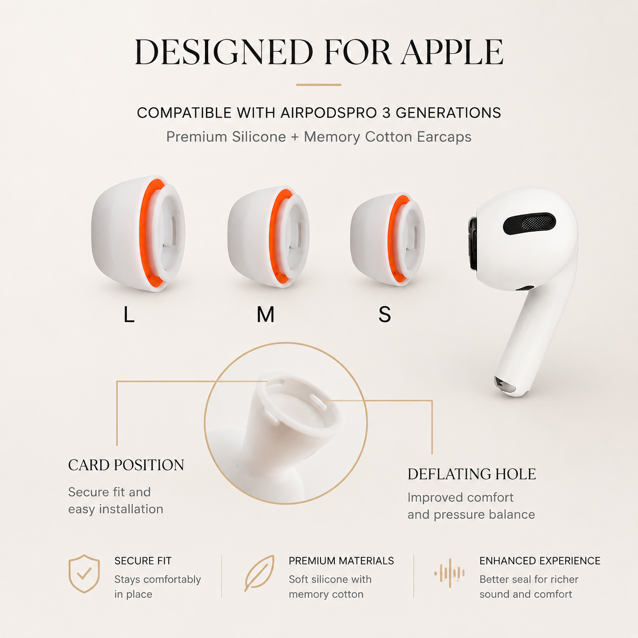 Premium AirPods Ear Tips Memory Foam Silicone Replacement Noise Isolation Secure Fit Multiple Size Earbud Accessories