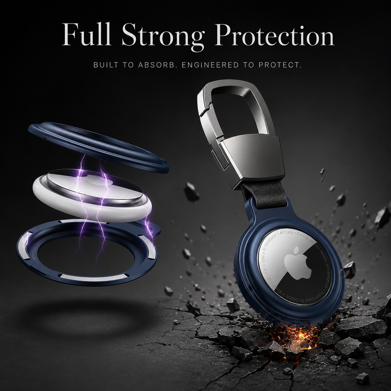Premium AirTag Case Metal Protective Cover Keychain Clip Shockproof Scratch Resistant Secure Holder Design