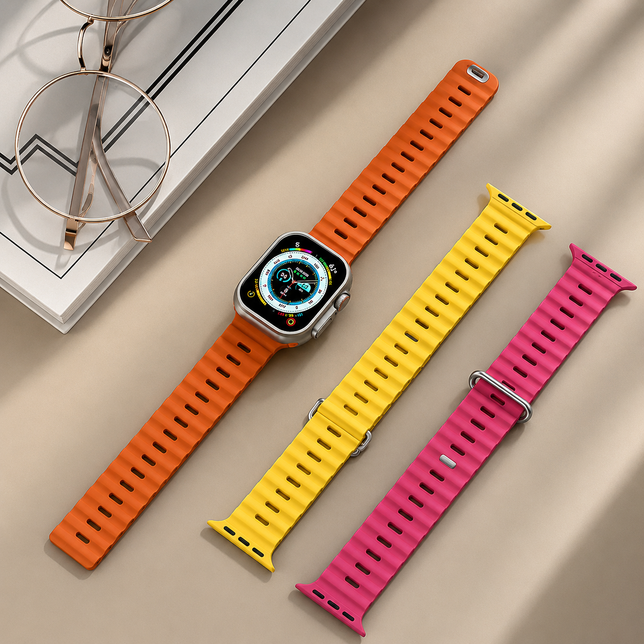 Premium Apple Watch Band Silicone Ocean Strap Sport Wristband Adjustable Secure Fit Comfortable Durable Design