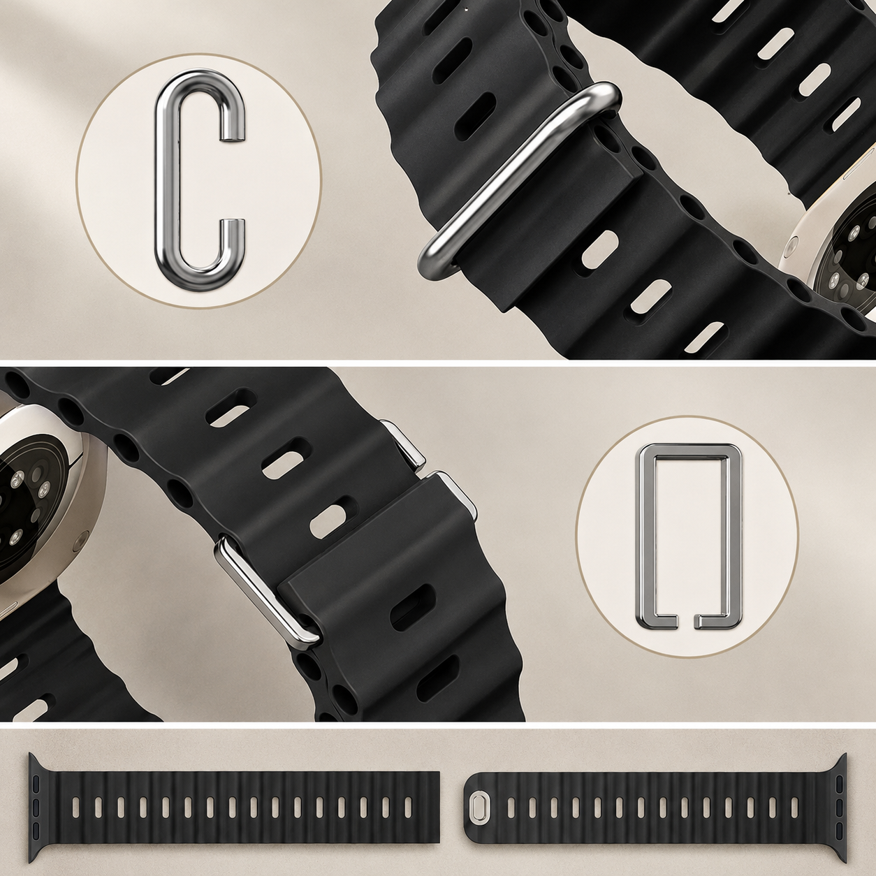 Premium Apple Watch Band Silicone Ocean Strap Sport Wristband Adjustable Secure Fit Comfortable Durable Design