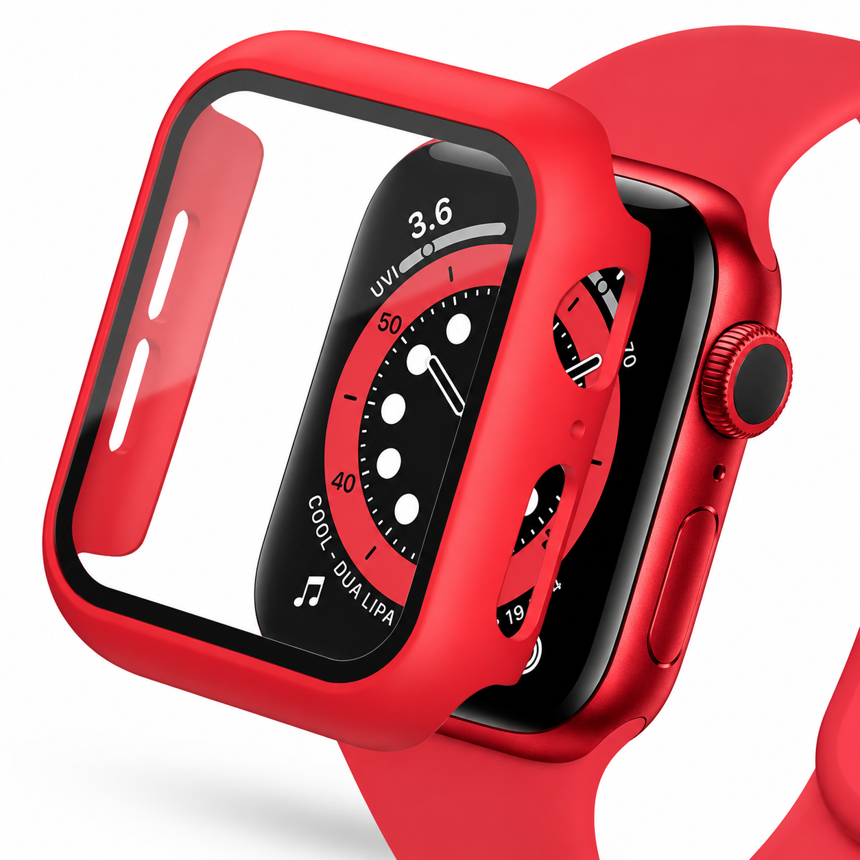 Premium Apple Watch Case Tempered Glass Screen Protector PC Bumper Shockproof Protective Cover Transparent Full Coverage Design
