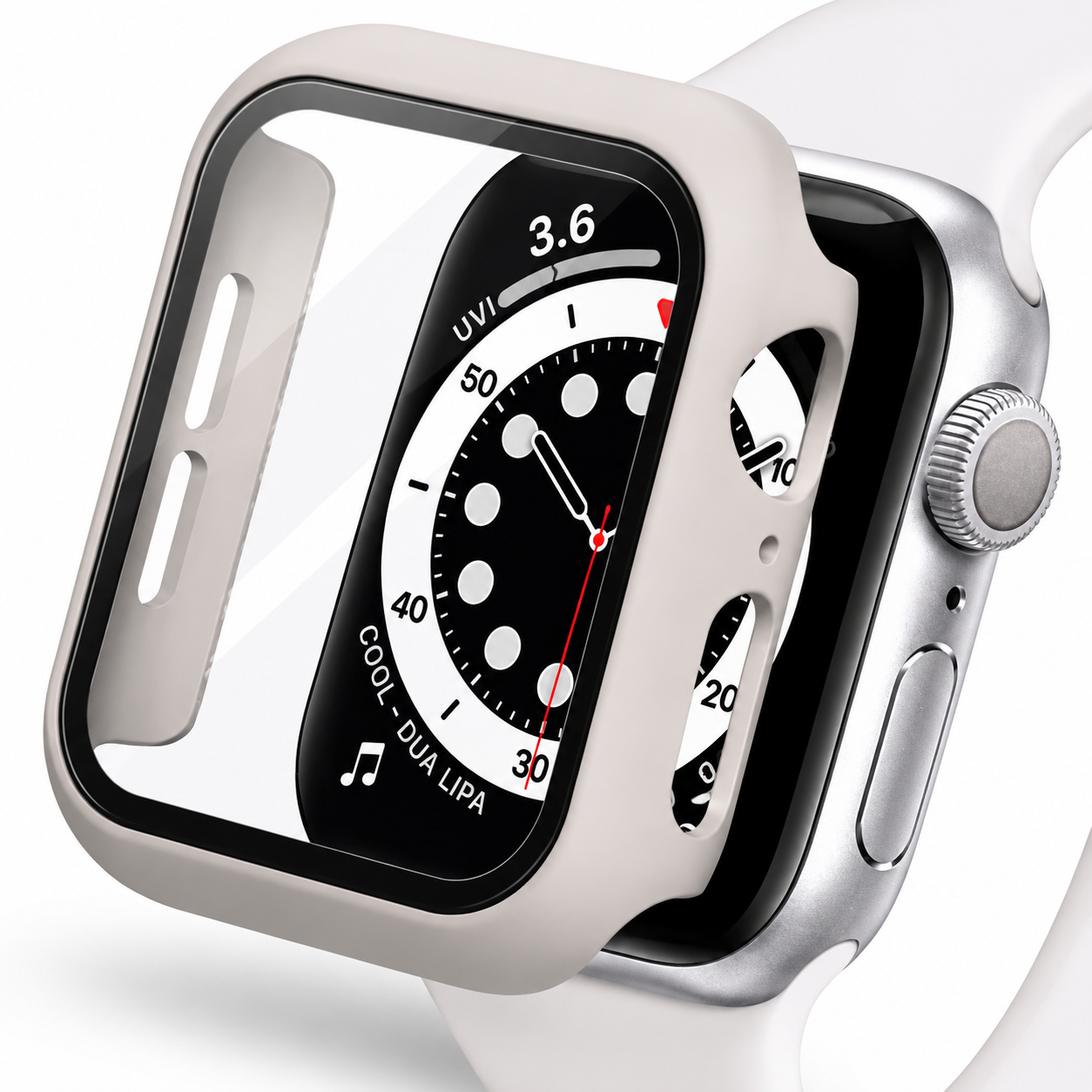 Premium Apple Watch Case Tempered Glass Screen Protector PC Bumper Shockproof Protective Cover Transparent Full Coverage Design