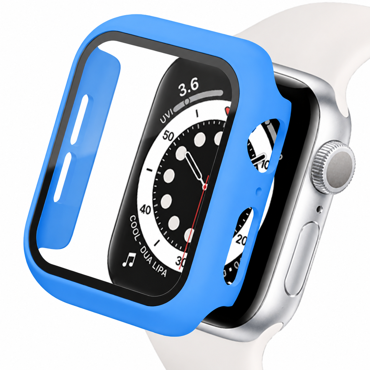 Premium Apple Watch Case Tempered Glass Screen Protector PC Bumper Shockproof Protective Cover Transparent Full Coverage Design