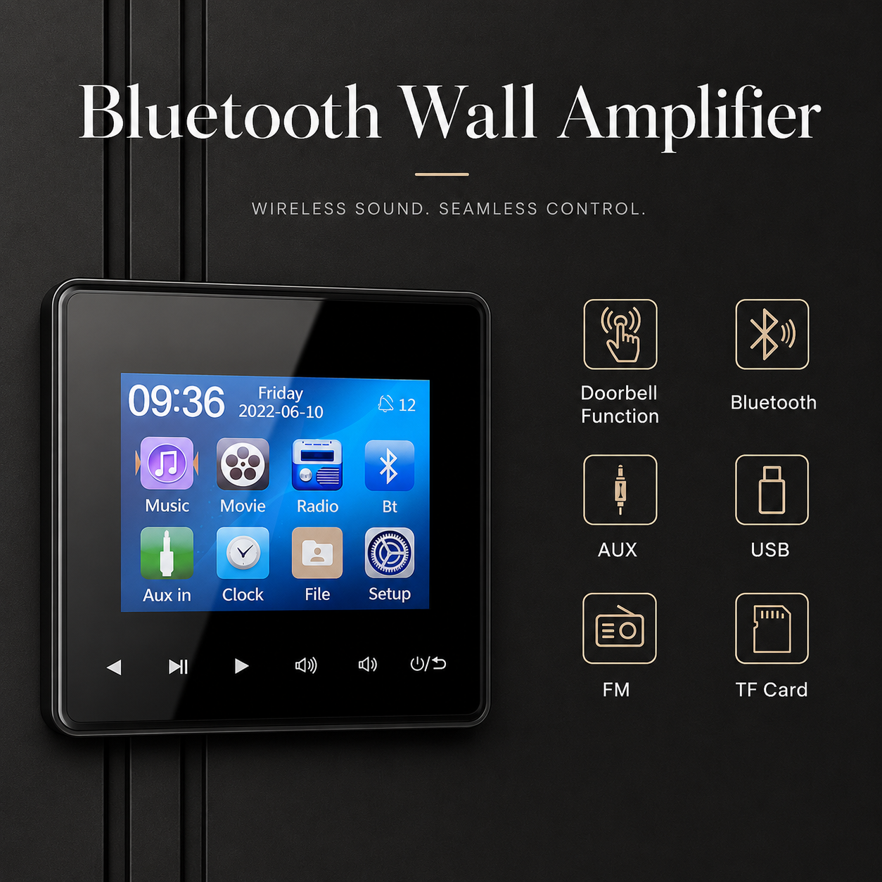 Premium Bluetooth Speaker Wireless Audio Amplifier Stereo Sound System HD Display FM AUX Portable Audio Center