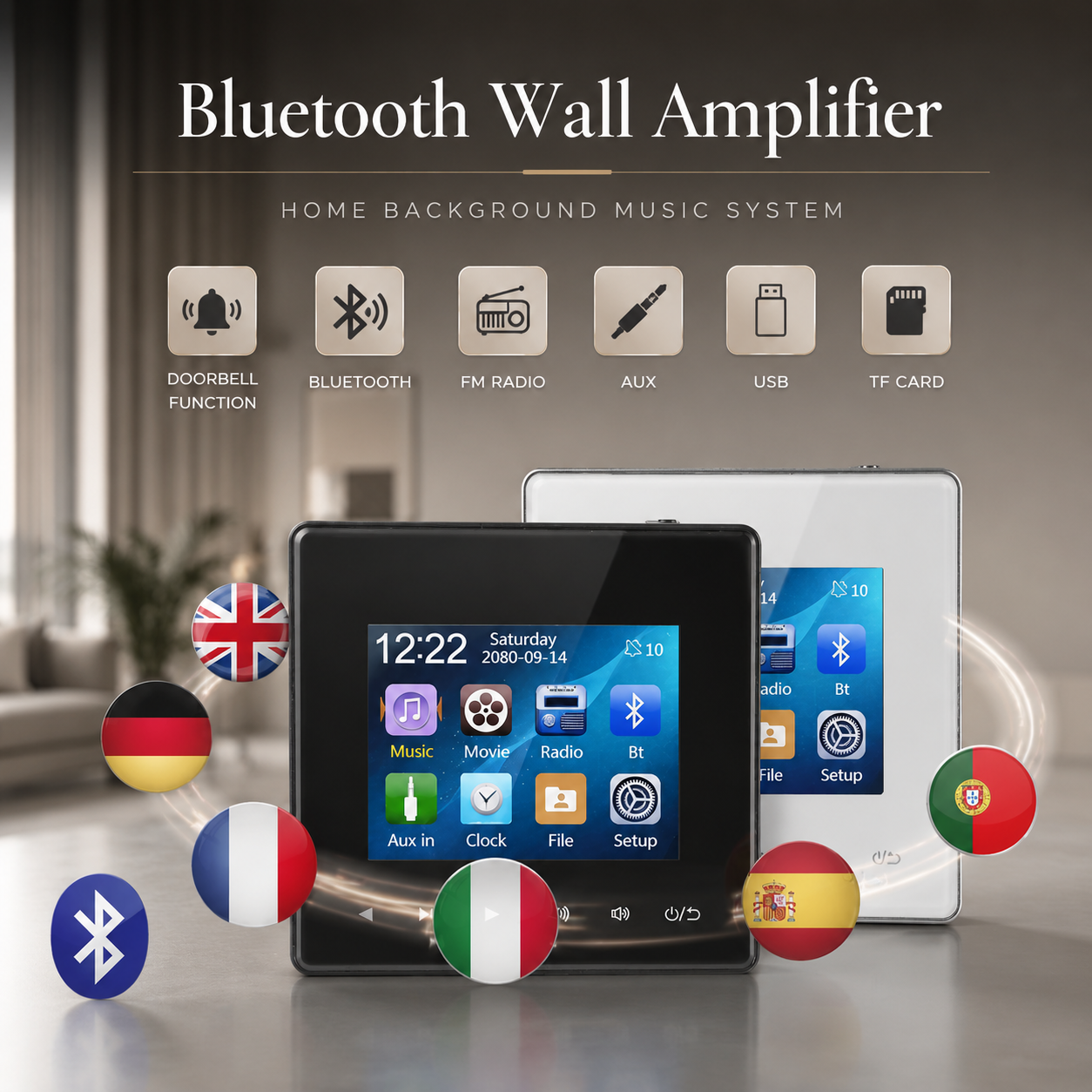 Premium Bluetooth Speaker Wireless Audio Amplifier Stereo Sound System HD Display FM AUX Portable Audio Center