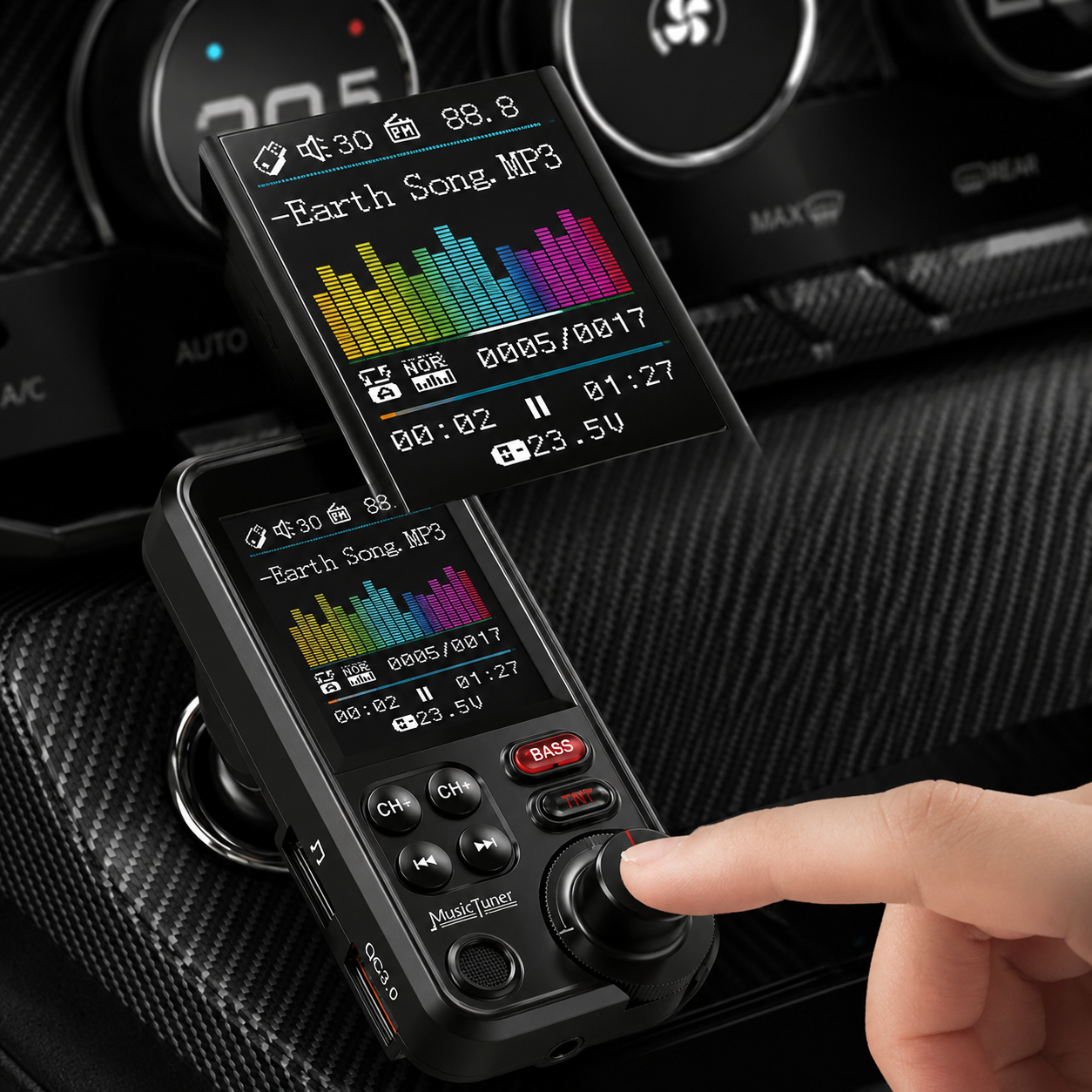 Premium Car Bluetooth FM Transmitter QC 3 0 Fast Charging USB Charger Hands Free Calling Audio Adapter Music Player
