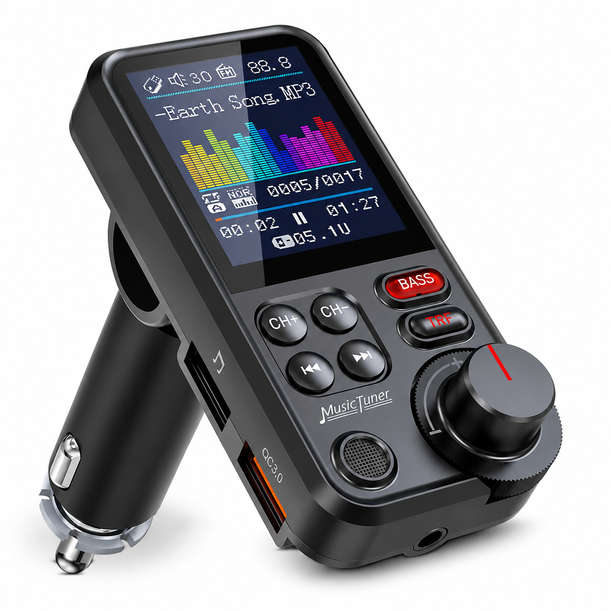 Premium Car Bluetooth FM Transmitter QC 3 0 Fast Charging USB Charger Hands Free Calling Audio Adapter Music Player