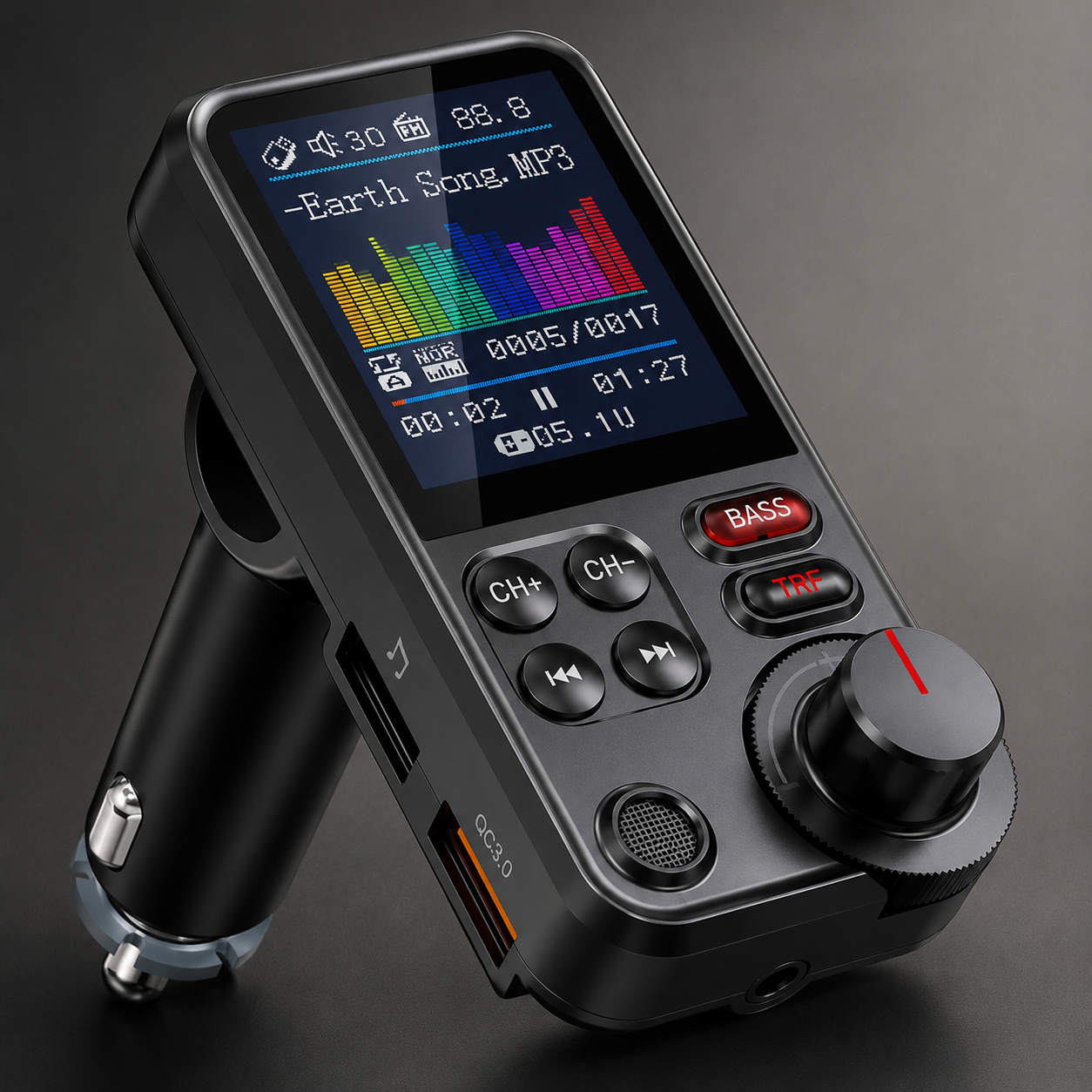 Premium Car Bluetooth FM Transmitter QC 3 0 Fast Charging USB Charger Hands Free Calling Audio Adapter Music Player
