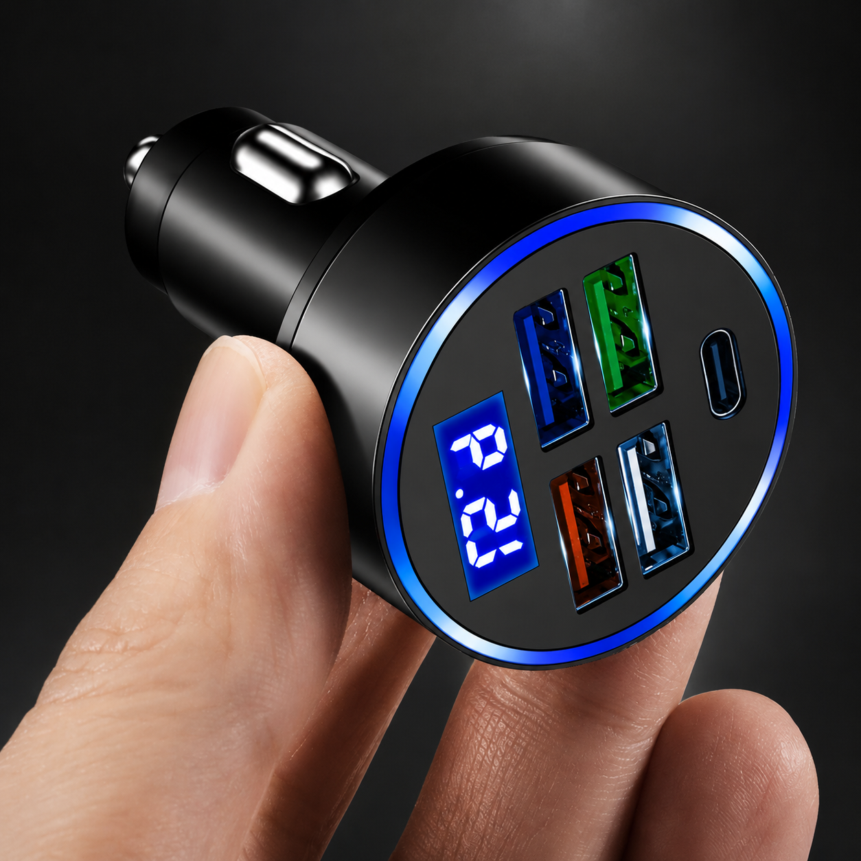 Premium Car Charger USB C Multi Port Fast Charging Adapter 12V Socket Smartphone High Speed Charging Compatible