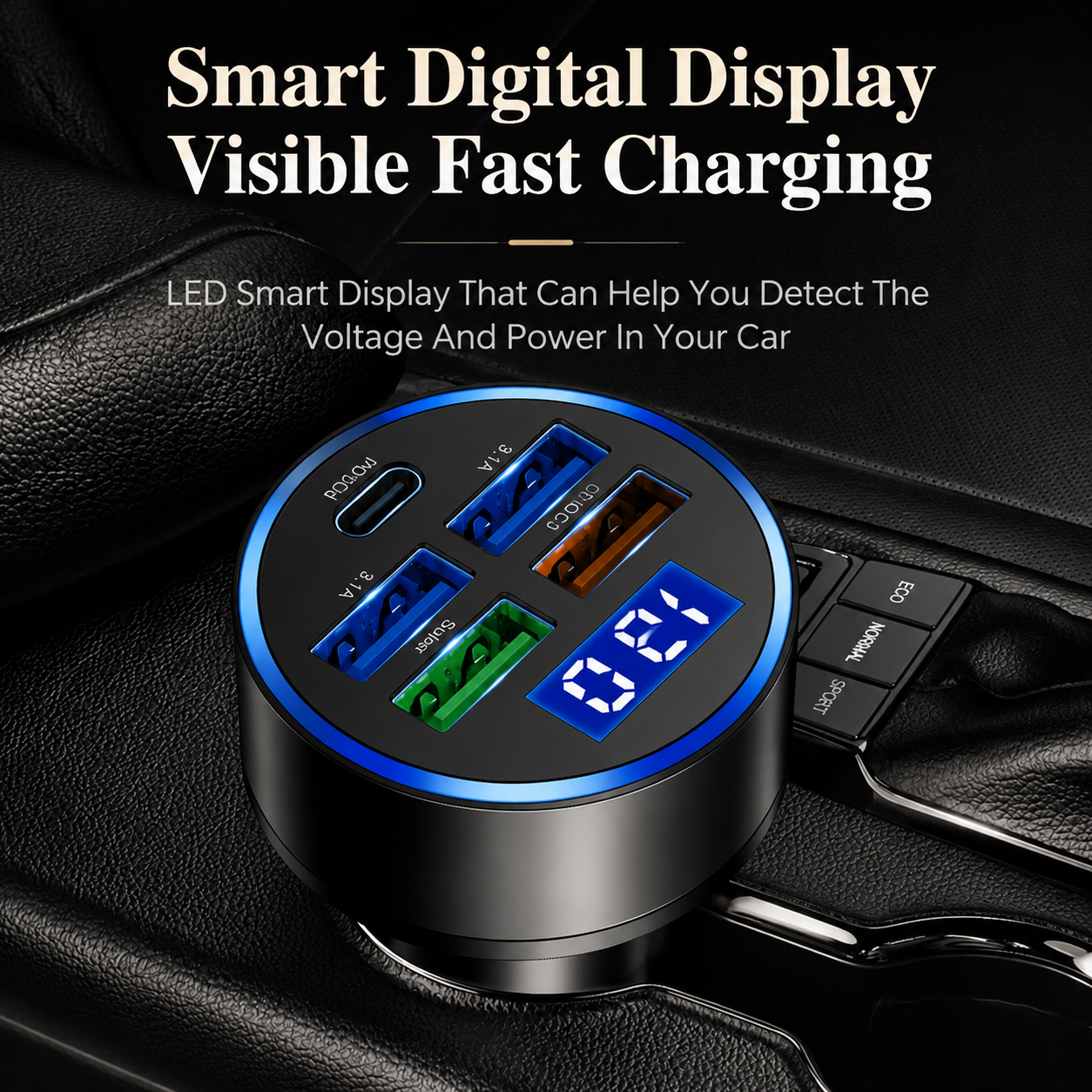 Premium Car Charger USB C Multi Port Fast Charging Adapter 12V Socket Smartphone High Speed Charging Compatible