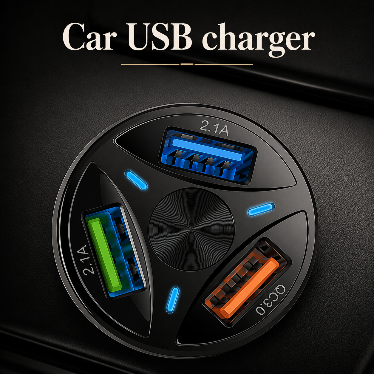 Premium Car Charger USB C Multi Port Fast Charging Adapter 12V Socket Smartphone High Speed Charging Compatible