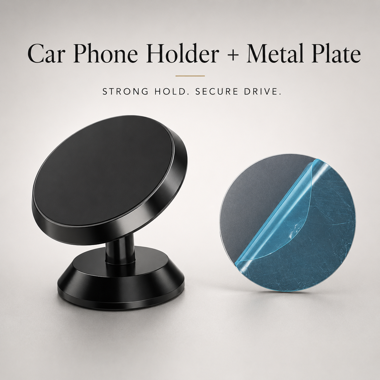 Premium Car Phone Mount Magnetic Dashboard Holder 360 Rotation Secure Grip Smartphone Compatible GPS Mount