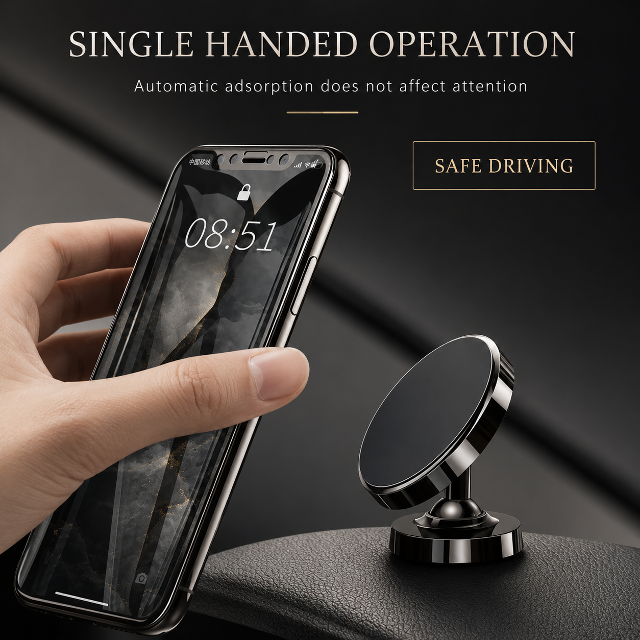 Premium Car Phone Mount Magnetic Dashboard Holder 360 Rotation Secure Grip Smartphone Compatible GPS Mount
