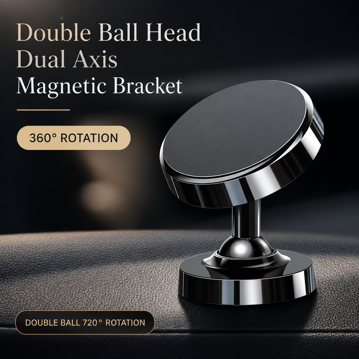 Premium Car Phone Mount Magnetic Dashboard Holder 360 Rotation Secure Grip Smartphone Compatible GPS Mount