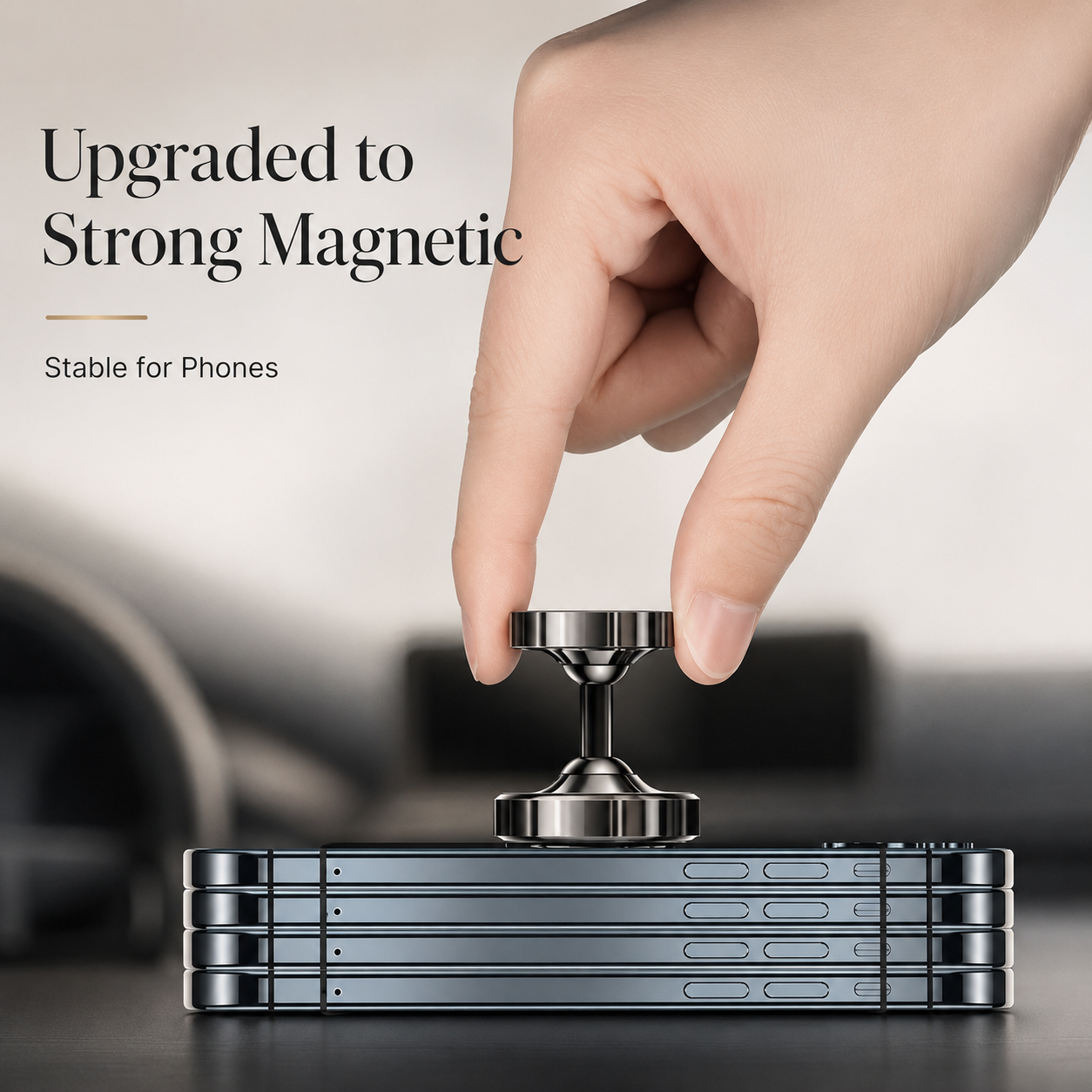Premium Car Phone Mount Magnetic Dashboard Holder 360 Rotation Secure Grip Smartphone Compatible GPS Mount