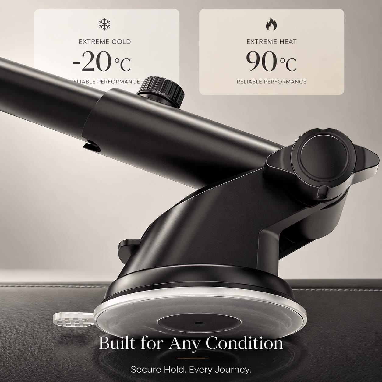 Premium Car Phone Mount Suction Cup Dashboard Windshield Holder 360 Rotation Secure Grip Smartphone Stand Compatible