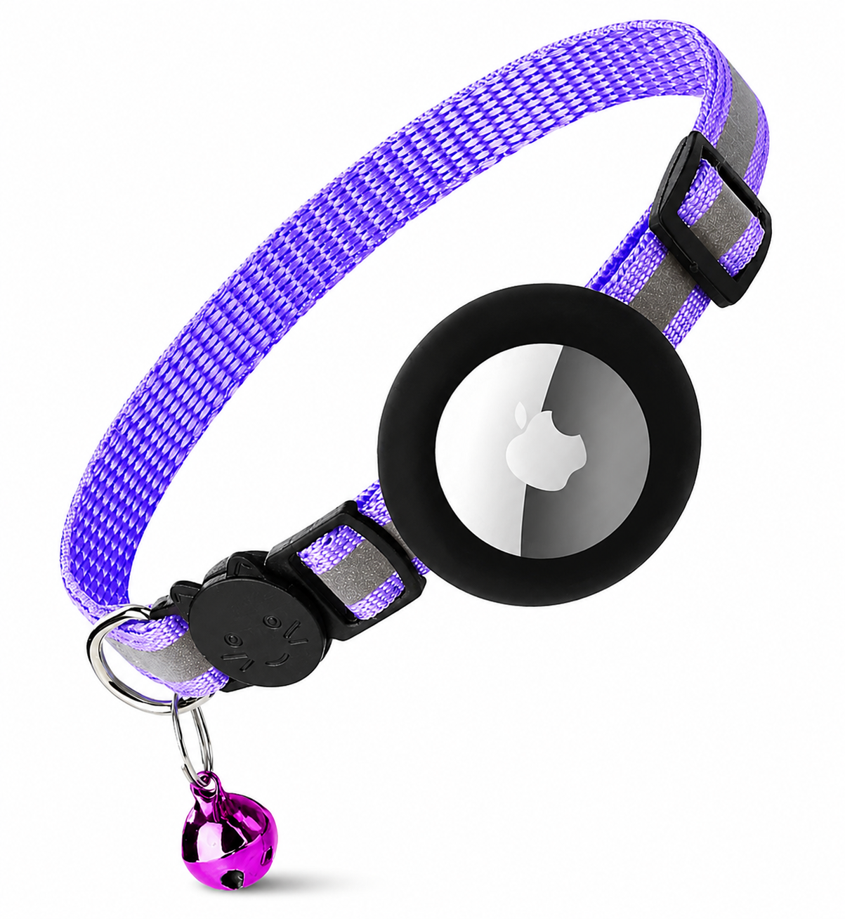 Premium Cat Collar AirTag Holder Reflective Adjustable Pet Collar Detachable Bell Lightweight Secure Fit Design