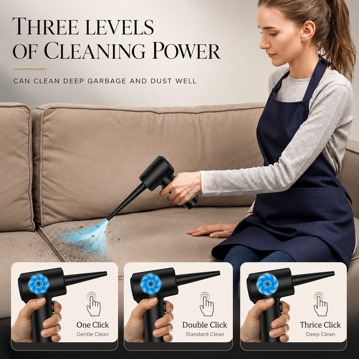 Premium Electric Air Duster Cordless Compressed Air Blower Keyboard Cleaner LED Light Reusable Cleaning Tool Portable Dust Remover