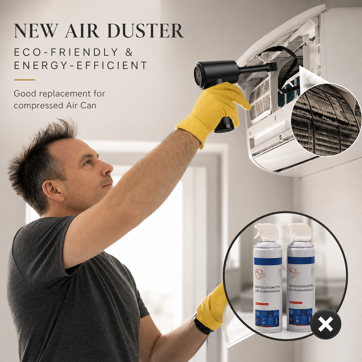 Premium Electric Air Duster Cordless Compressed Air Blower Keyboard Cleaner LED Light Reusable Cleaning Tool Portable Dust Remover
