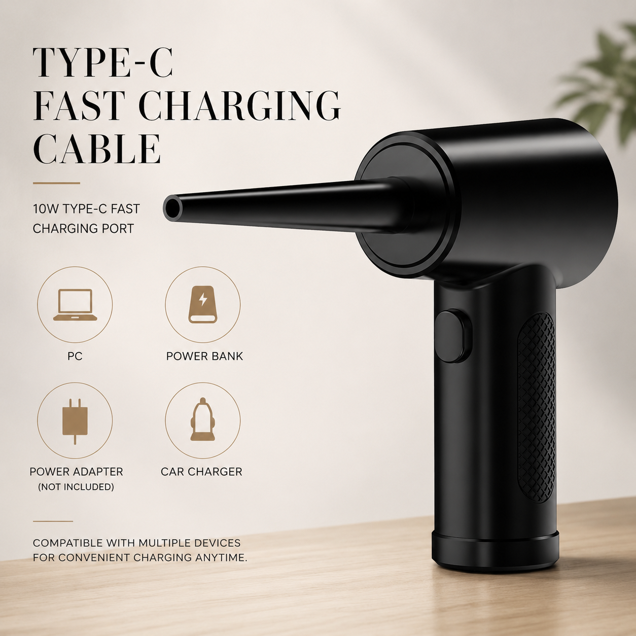 Premium Electric Air Duster Cordless Compressed Air Blower Keyboard Cleaner LED Light Reusable Cleaning Tool Portable Dust Remover