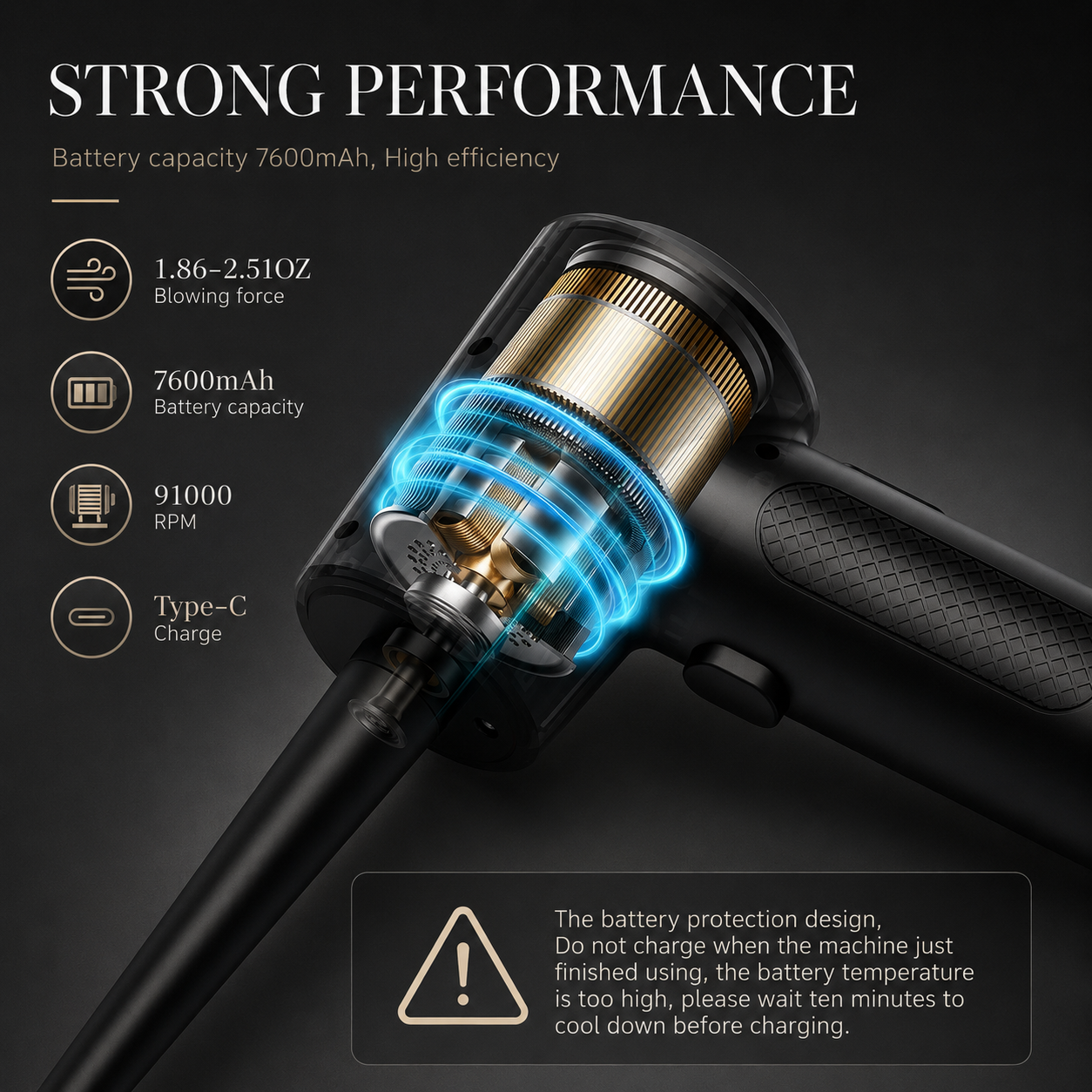 Premium Electric Air Duster Cordless Compressed Air Blower Keyboard Cleaner LED Light Reusable Cleaning Tool Portable Dust Remover
