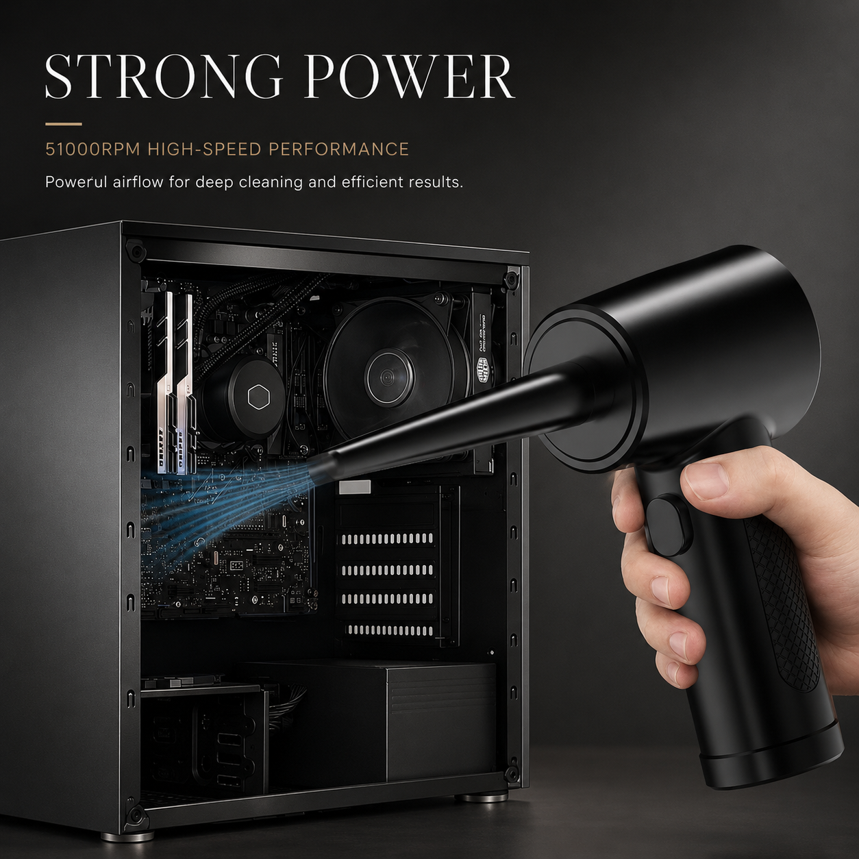 Premium Electric Air Duster Cordless Compressed Air Blower Keyboard Cleaner LED Light Reusable Cleaning Tool Portable Dust Remover