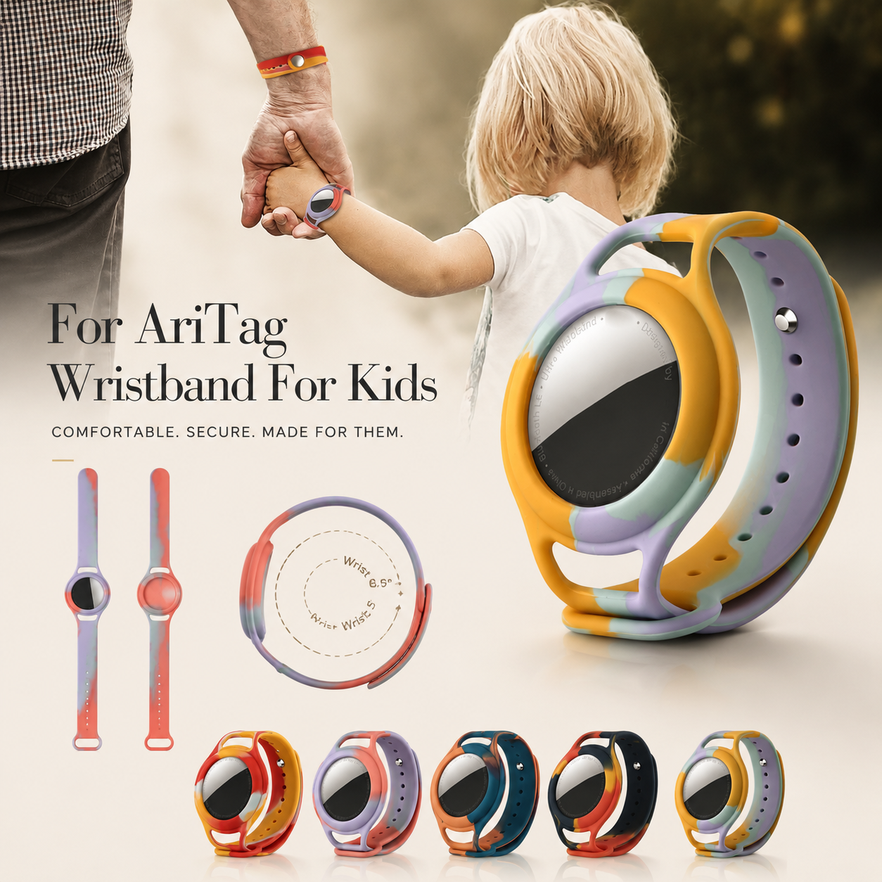 Premium Kids AirTag Wristband Silicone Adjustable Tracker Holder Secure Fit Comfortable Lightweight Wrist Strap