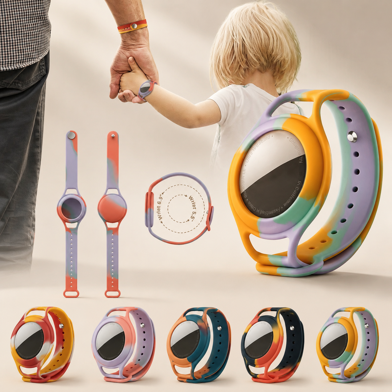 Premium Kids AirTag Wristband Silicone Adjustable Tracker Holder Secure Fit Comfortable Lightweight Wrist Strap