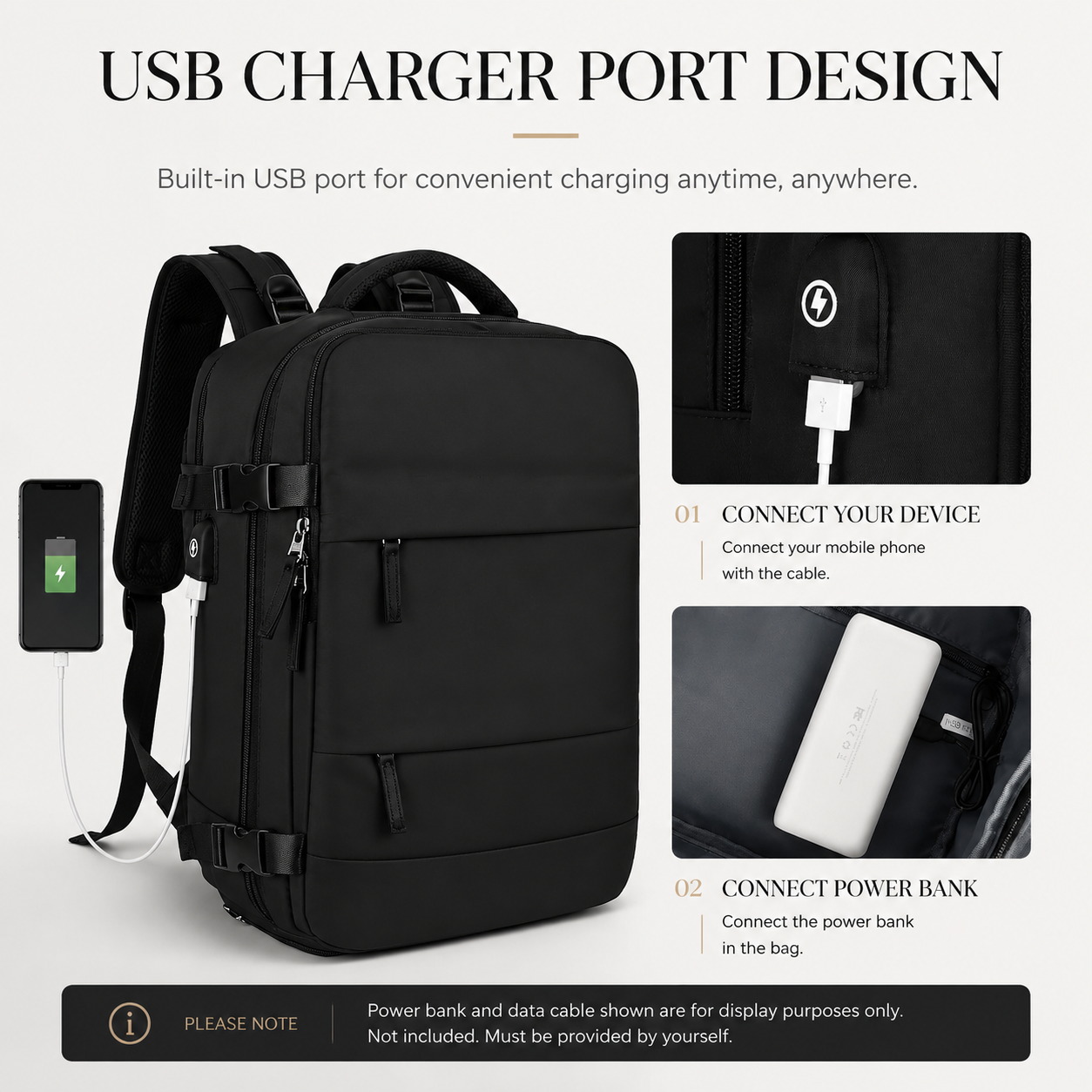 Premium Laptop Backpack Waterproof Expandable USB Charging Business Travel Bag Large Capacity 13 To 17 Inch Laptop Compatible