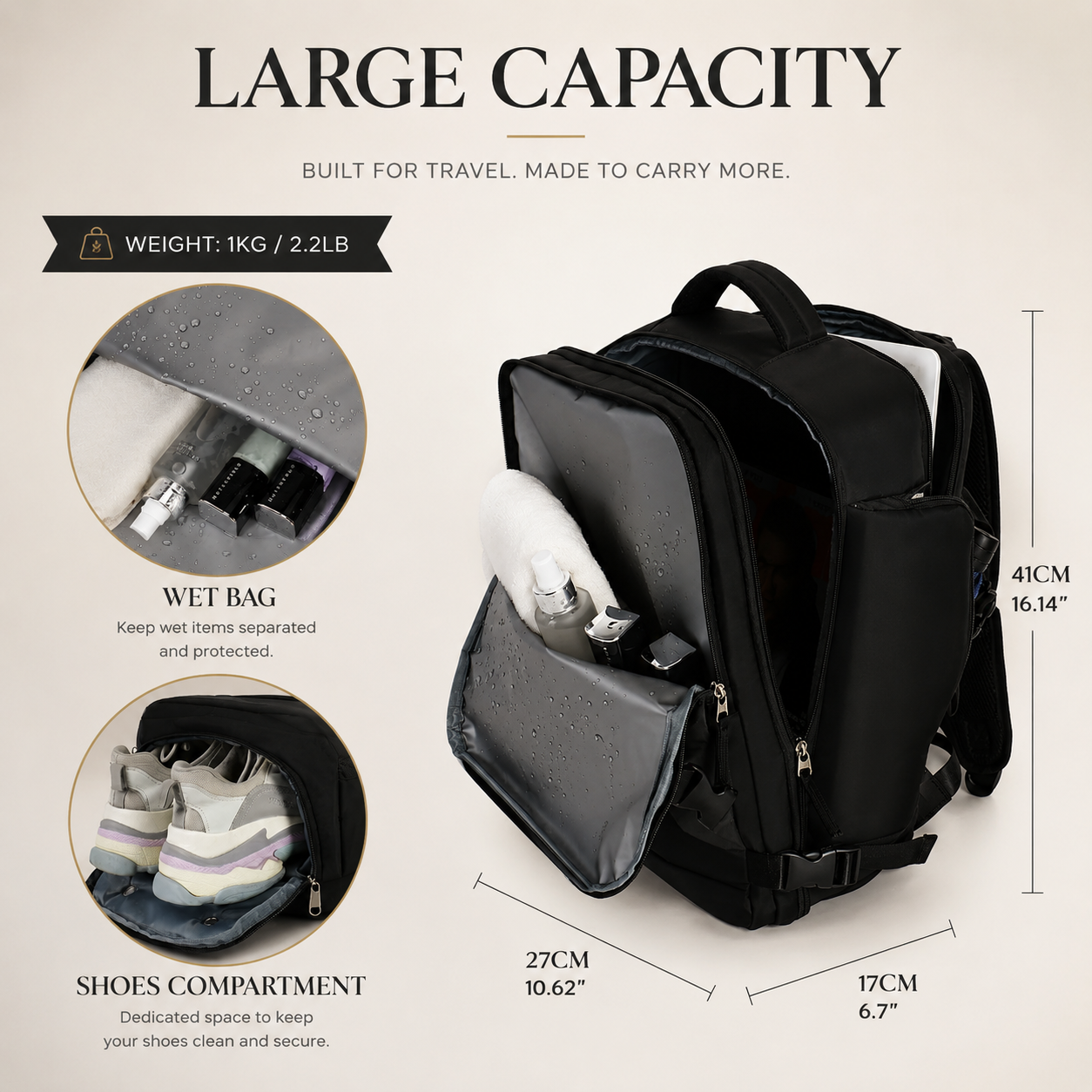 Premium Laptop Backpack Waterproof Expandable USB Charging Business Travel Bag Large Capacity 13 To 17 Inch Laptop Compatible