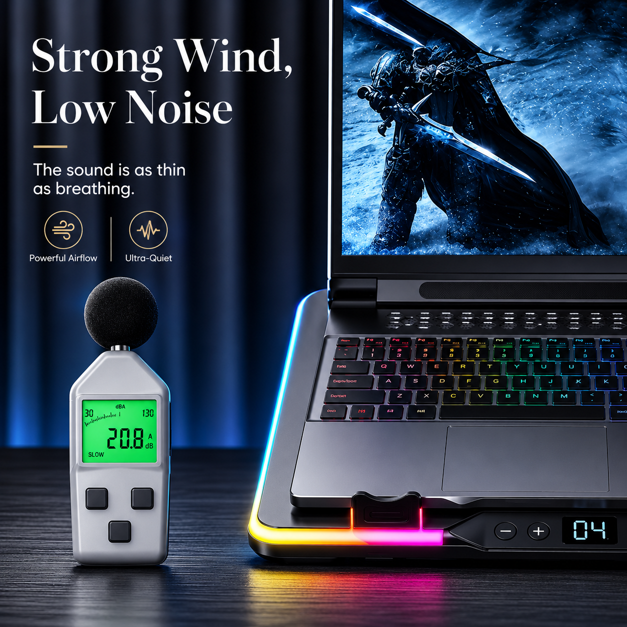 Premium Laptop Cooling Pad RGB 6 Fan Adjustable Stand Gaming Notebook Cooler Ergonomic Heat Dissipation Support