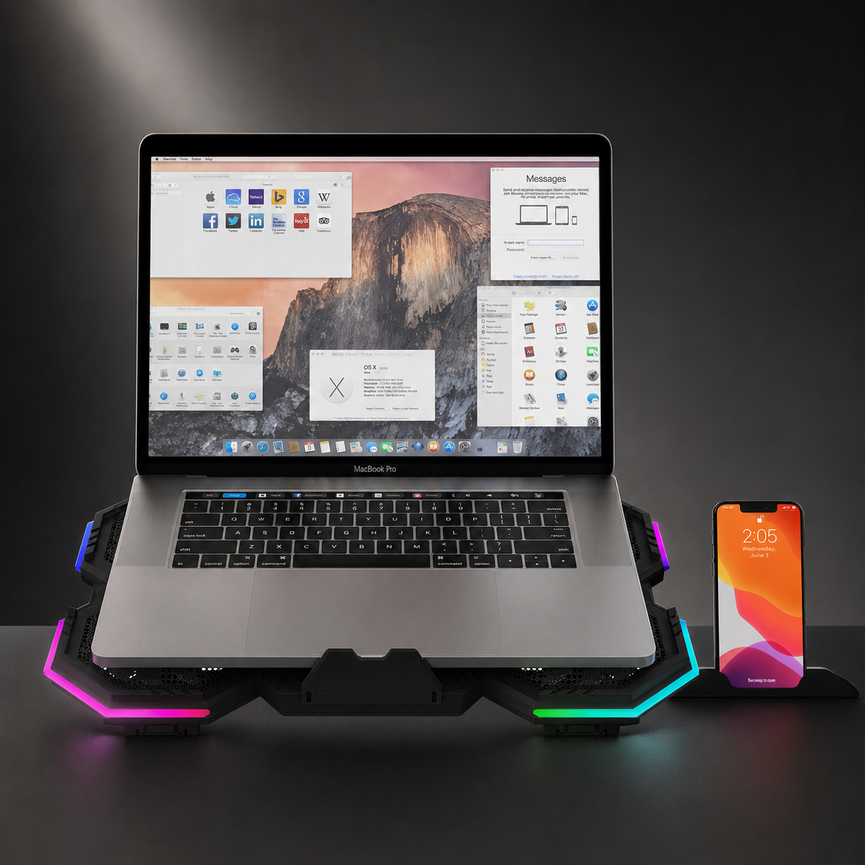 Premium Laptop Cooling Pad RGB 6 Fan Adjustable Stand Gaming Notebook Cooler Ergonomic Heat Dissipation Support