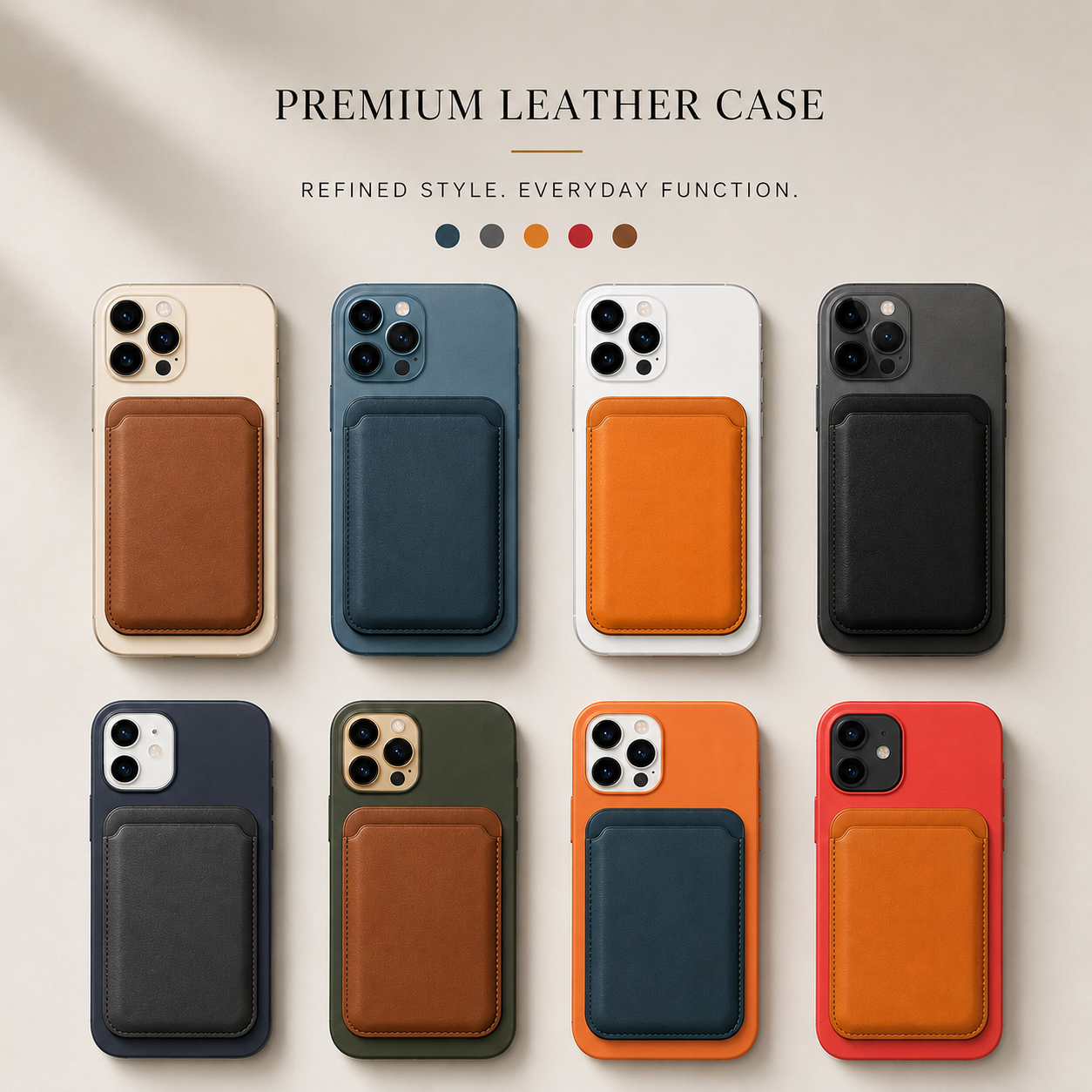 Premium MagSafe Wallet Magnetic Card Holder Slim Leather Phone Wallet Secure Detachable Card Storage Case