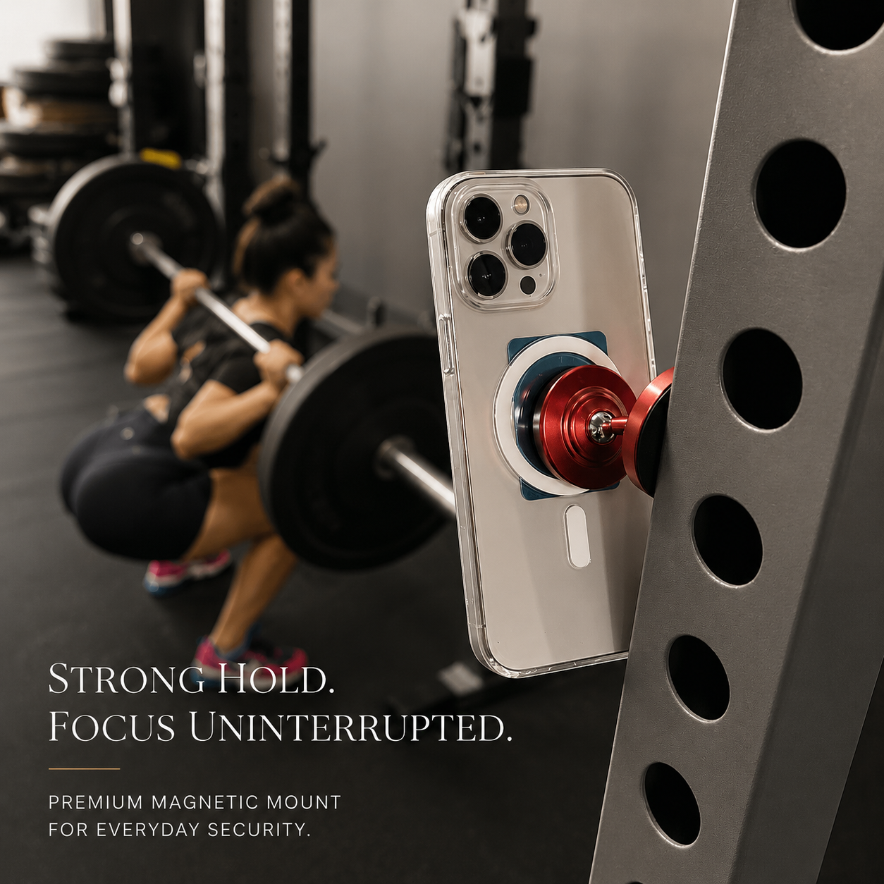 Premium Magnetic Phone Holder Dual Magnet 360 Rotation Gym Mount Secure Grip Smartphone Fitness Training Stand Compatible